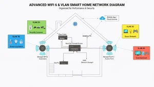  advanced smart network,WiFi 6 smart home,VLAN smart devices,network architecture IoT,pro smart home setup