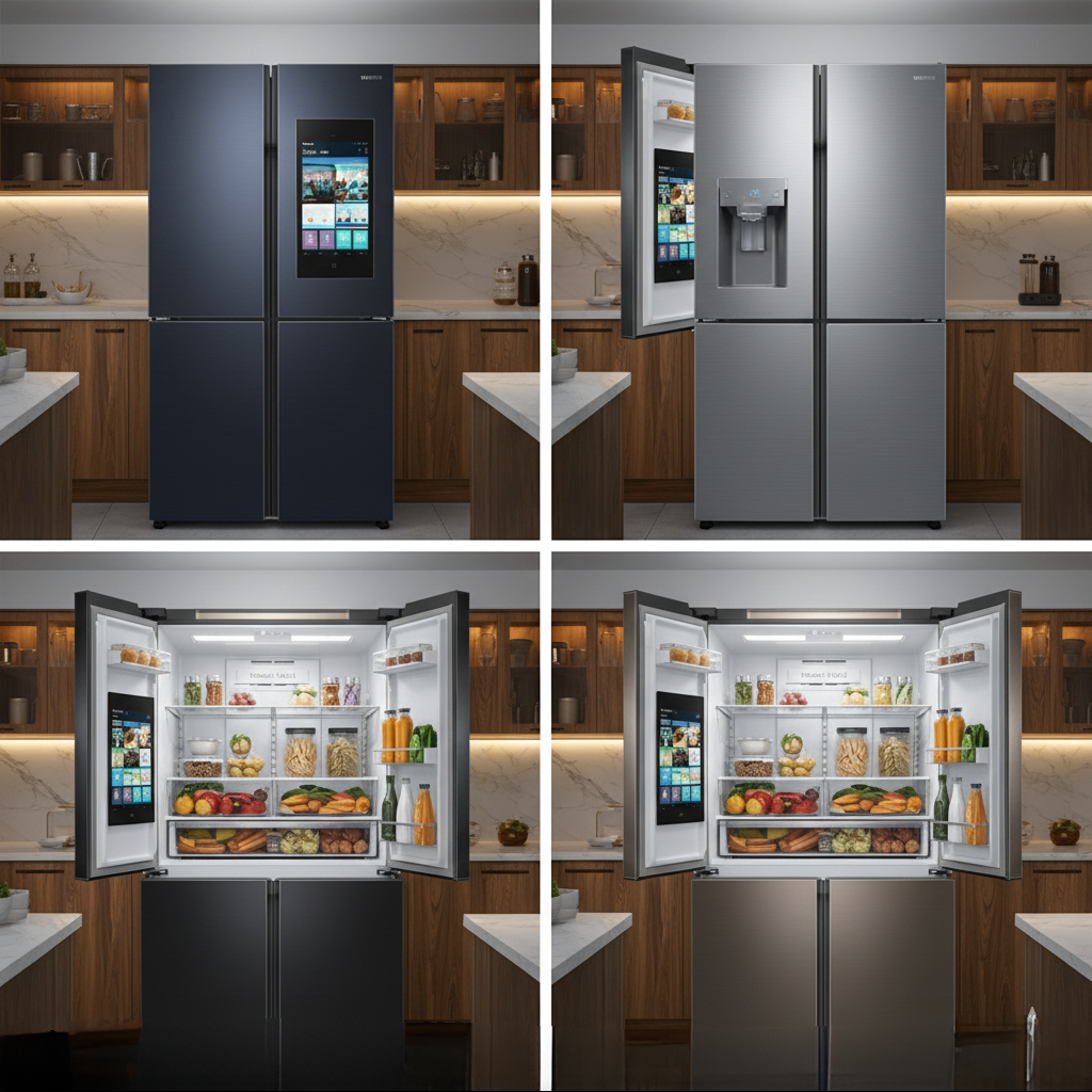 Samsung 4 French Door Refrigerator offers sleek design, smart cooling, and flexible storage—perfect for modern kitchens and elegant.