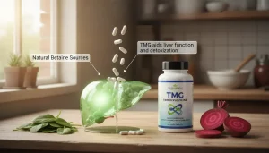 Healthy liver supported by TMG supplements