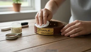 Adjustable leather dog collar