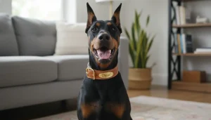 Happy dog wearing a stylish collar