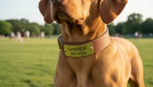 Engraved leather collar