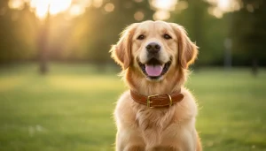 Stylish brown leather roll collar for dogs displayed on table