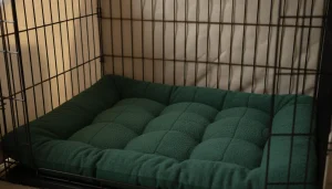 Orthopedic pet bed for dog crates providing joint support inside a wire crate