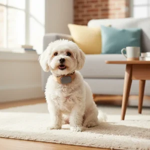Small dog wearing a gentle vibration training collar