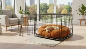Soft plush pet bed for dog crates offering cozy comfort for resting pets