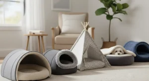 Multiple top-rated pet cave beds for dogs displayed side by side.