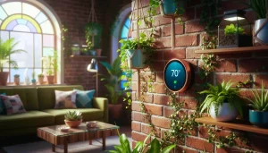 Google Nest Thermostat on a modern home 