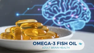 Omega-3 fish oil capsules for adult brain health