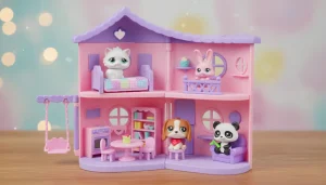 Miniature pet figures inside a colorful LPS-style playset