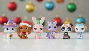 Seasonal miniature pet toys with shiny and themed styles