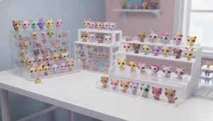 Organized display of LPS miniature pets in acrylic cases