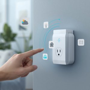 Best Smart Plug for Alexa connected to a table lamp in a modern smart home living room