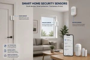 Smart motion sensors and window door sensors for home security