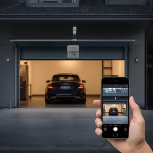 Smart garage door opener with security camera
