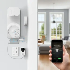 Wireless smart alarm system controlling home security with smartphone app