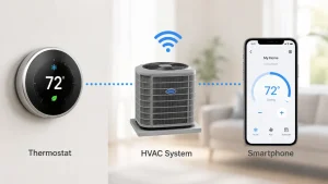 How a smart thermostat connects with a home heating and cooling system