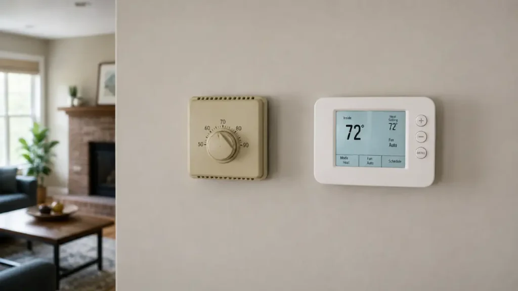 traditional thermostat vs programmable smart thermostat 